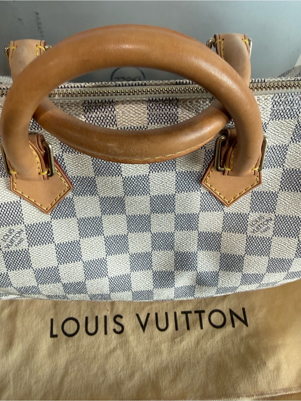 Speedy 30- Louis Vuitton Damier Azur Canvas Speedy Satchel - Picture 5 of 9